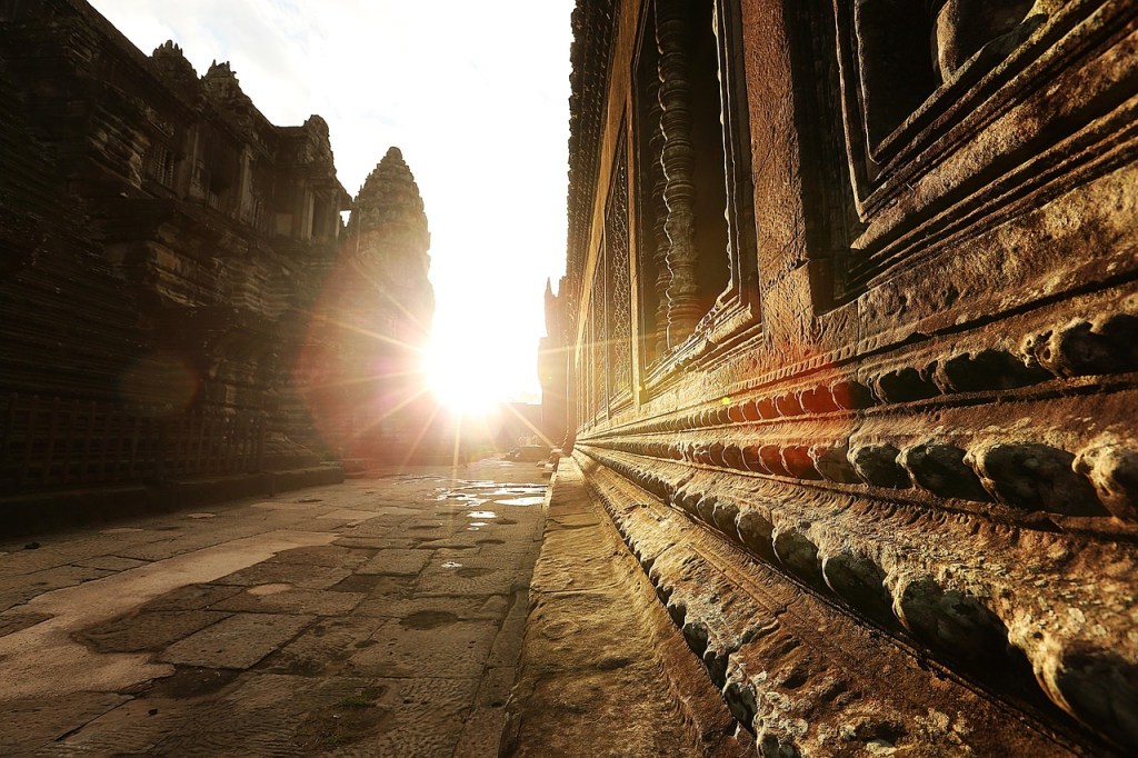 The ancient temple photographed at sunset, perhaps in Southeast Asia, is a testament to human ingenuity and the pursuit of...